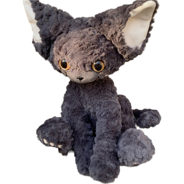 (Black) Devon Rex Black Cat Plush Toy Doll Pillows With Various Colored Eyes Girls Gift