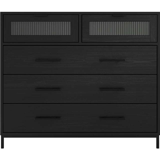 LPD Furniture Edison Matte Black And Reeded Chest, Black