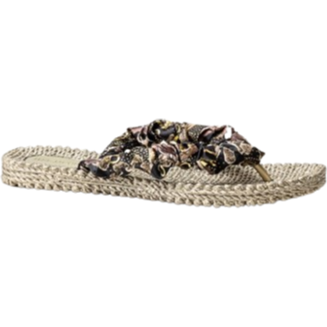 Ilse Jacobsen - Cheerful05 - Platinafärgade flip flop med multifärgade satinremmar storlek 38 Sandaler (38)