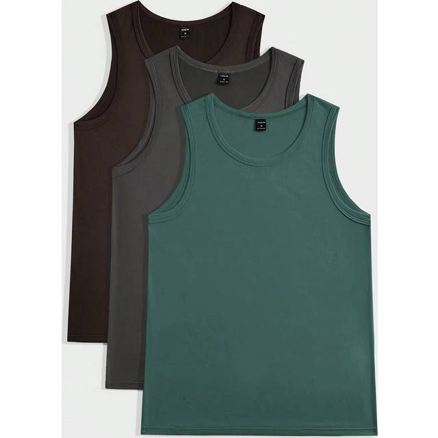 Manfinity 3pcs Pack Men&#39;s Fashion Knitted Casual Summer Simple Tank Top