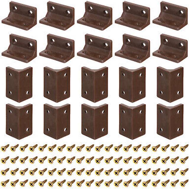 50sets 90 degree plastic corner braces, 38x22x22mm angle brackets (brown)