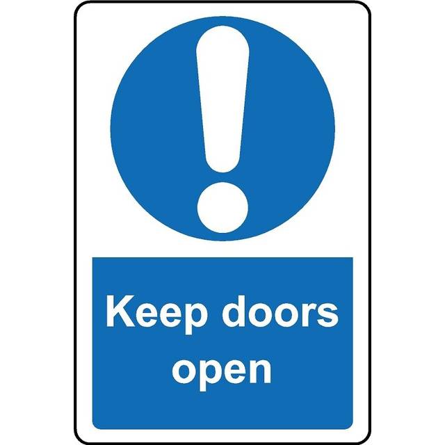 Keep doors open safety sign - 1mm Plastic sign - 300mm x 200mm