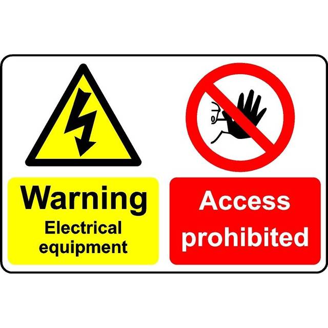 Warning electrical equipment access prohibited safety sign - 3mm Aluminium sign - 400mm x 300mm