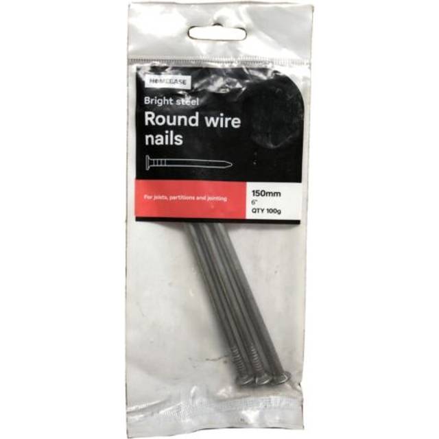 3 per pack of homebase 6" 150mm round wire long nails timber flat head nail