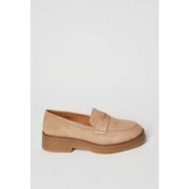 Oasis Womens Buttercup Faux Suede Chunky Penny Loafer - Natural - Size UK 5