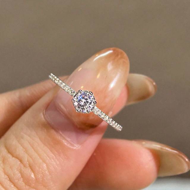 SHEIN 1 Pc Single Zirconia Ring Sterling Silver Fine Elegant Ring Fine Jewelry Gift Holiday Gift Brithday Gift Women&#39;s Daily Wear