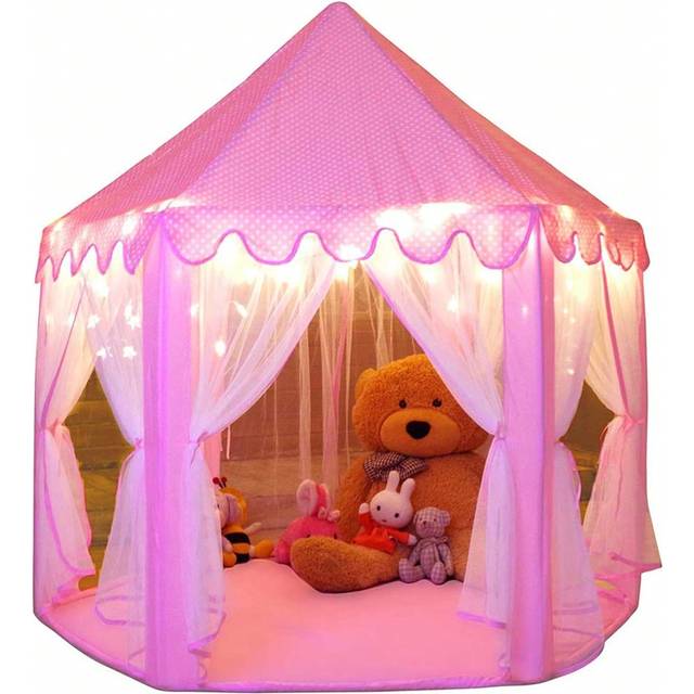 SHEIN Christmas Decoration Princess Tent For Girls Kids Big Playhouse Castle Play Tent With Star Lights Toy, Outdoor Portable Foldable Tent, Christmas Gift,