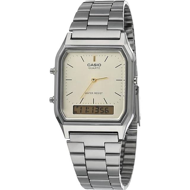 Casio Vintage Analog Digital Gray Ion Plated Quartz AQ-230GG-9A Men's Watch