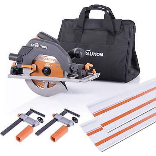 Evolution Power Tools - Evolution Bundle - R185CCSX+ Track Compatible Circular Saw with 2.8m Track and Clamps