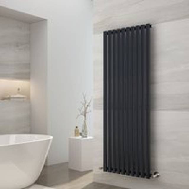 Emke - Vertical Tall Oval Column Radiator High-Efficiency Central Heating Radiator Anthracite 160x59cm