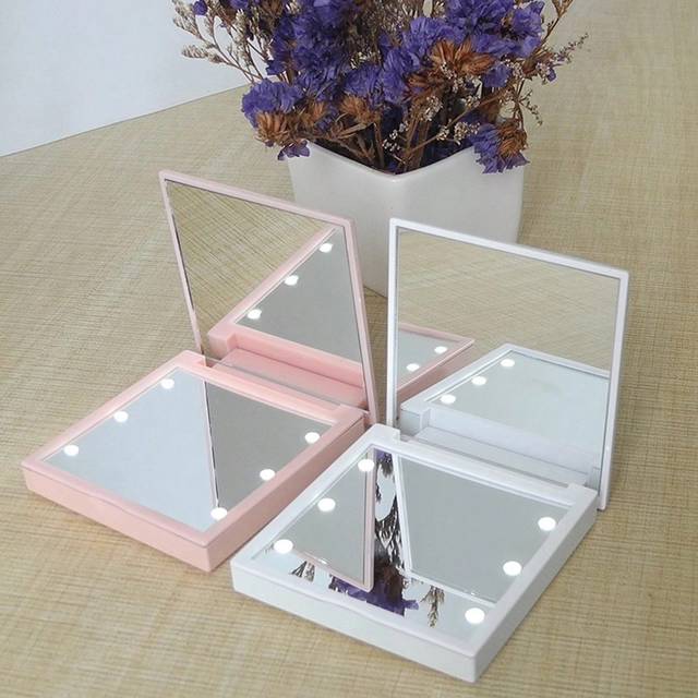 SHEIN 1pc Folding Square Mini Cosmetic Mirror, Small And Portable Folding Double-Sided Mirror, Suitable For Home Desktop Decoration, Bathroom, Dressing Tabl