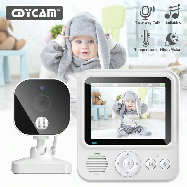 CDYCAM Cdycam Baby Monitor 2.8 Inch LCD With HD 4X Zoom Camera Wireless Protection Detection Smart Nanny Camera Electronic Baby Mother Kids Two-Way Audio Nig