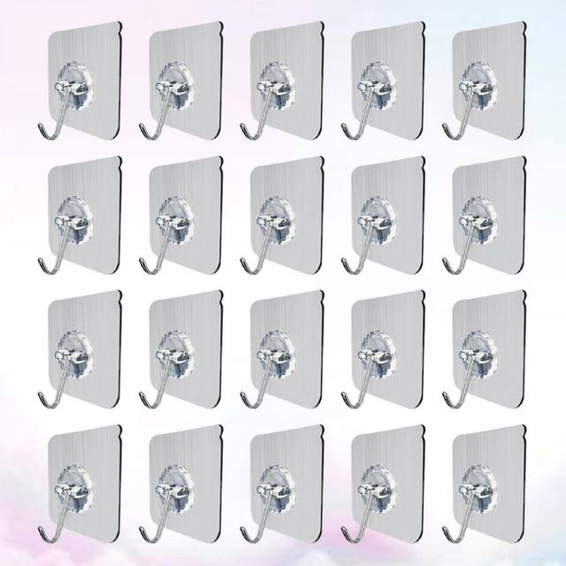 20 Pcs Hanging Coat Hook Adhesive Hook Hanger Clear Purses Bathroom Hook Suction Cup Towel Hook Key Sticky Wall Hangers Robe
