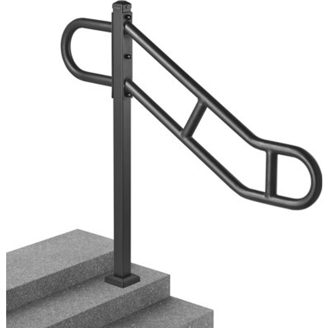 Vevor single post handrail for outdoor 1-3 step 40.5" stair handrail floor mount