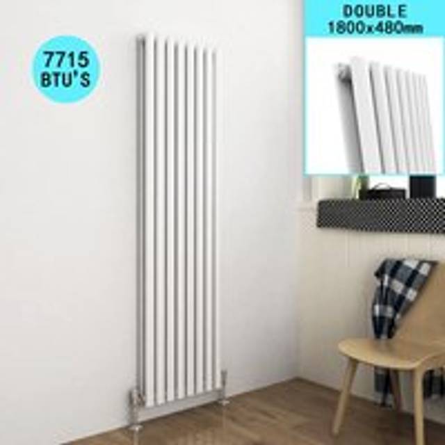 Elegant - Modern White Vertical Tall Column Radiator 1800x480mm Double Oval Panel Designer High Thermal Conductivity Radiator