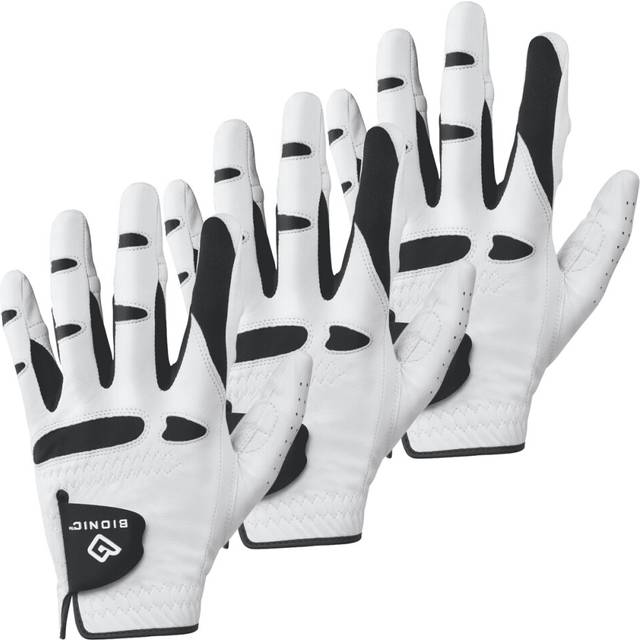 (XL - 3 Pack, White) Bionic Womens StableGrip Cabretta Leather Breathable Padded Golf Glove - LH