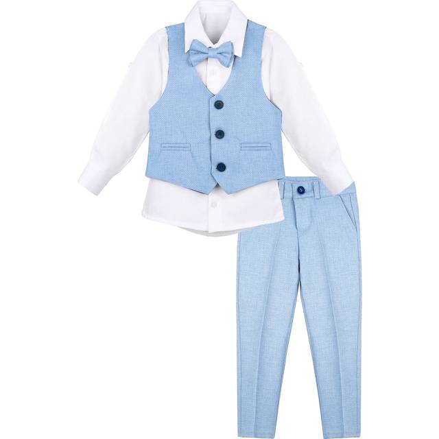Lilax Boys Formal Suit 4 Piece Vest  Pants and Tie Dresswear Suit Set (11 Years  Light Blue)