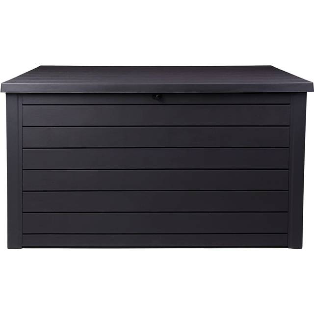 Keter Ontario XXL Cushion Box, Storage Box, Anthracite, 870 Litres, Wood Look with Gas Pressure Springs, Approx. 146 x 82 x 86 (H) cm
