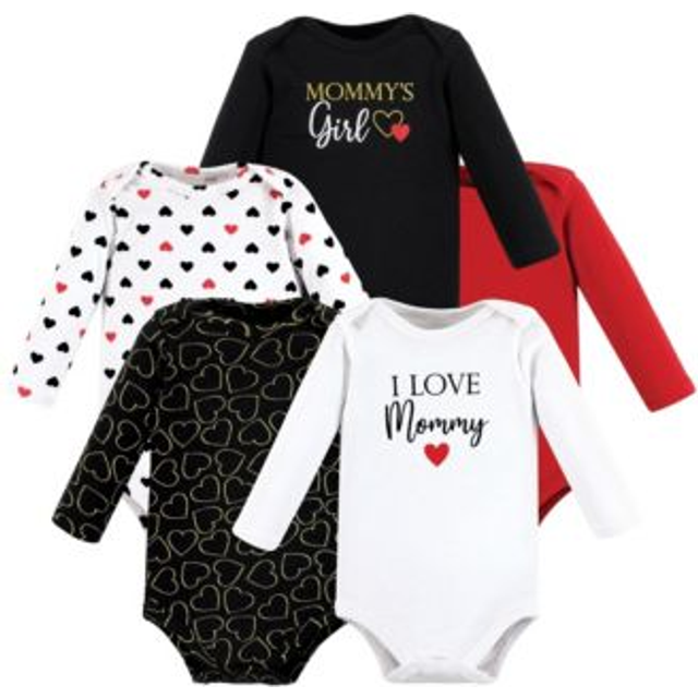 Hudson Baby Unisex Baby Cotton Long-Sleeve Bodysuits  Girl Mommy Red Black  18-24 Months