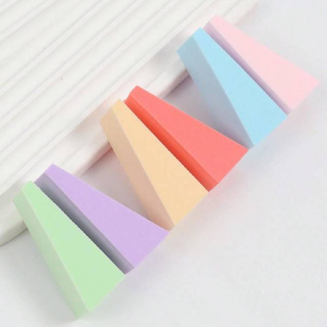 SHEIN 50pcs Wedge-Shaped Makeup Sponges, Random Colors, Beauty Sponges For Blending Liquid, Cream And Powder, Multi-Color Makeup Sponges, Latex-Free Dry And