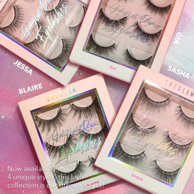 SHEGLAM Girl Next Door Natural False Eyelashes-Gia 3 Pairs Volume Manga Lashes Lightweight Comfortable Tapered Fuller Longer Thicker False Eyelashes Diy Eyela