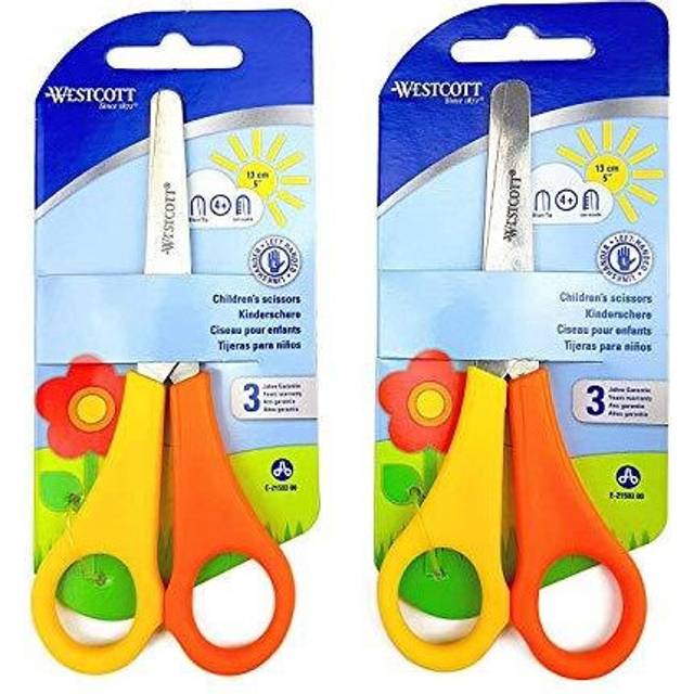 2 x Children's / Kid's Left Handed Scissors with Ruler Edge - Westcott Branded