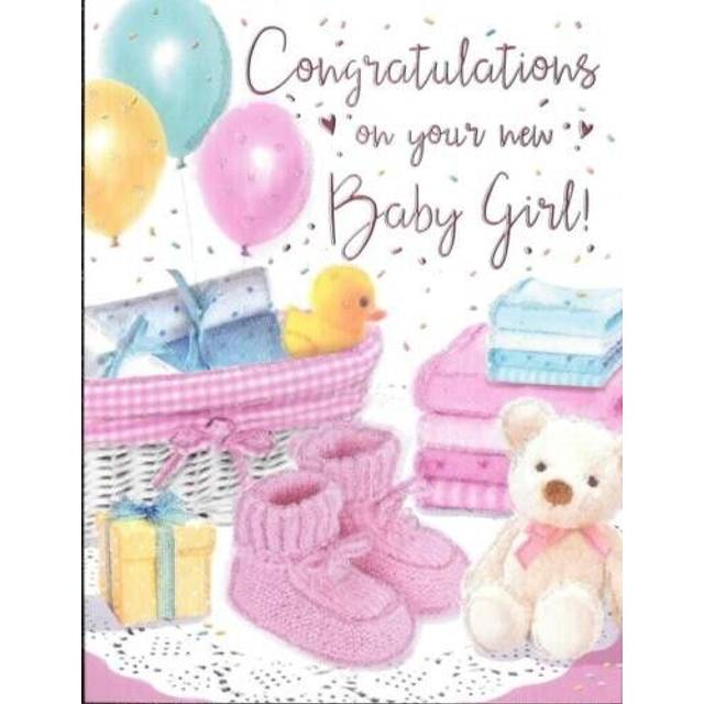 Baby Girl Card - Pink Booties - Luxury