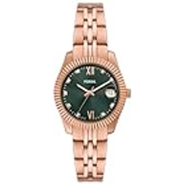 Fossil Scarlette Rose Gold Tone Stainless Steel Green Dial Quartz ES5369 Women&#39;s Watch