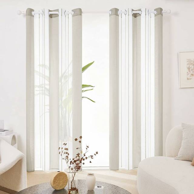 Dearious Sheer Door Curtains - Light Brown (Width 140 x Drop 229 cm)
