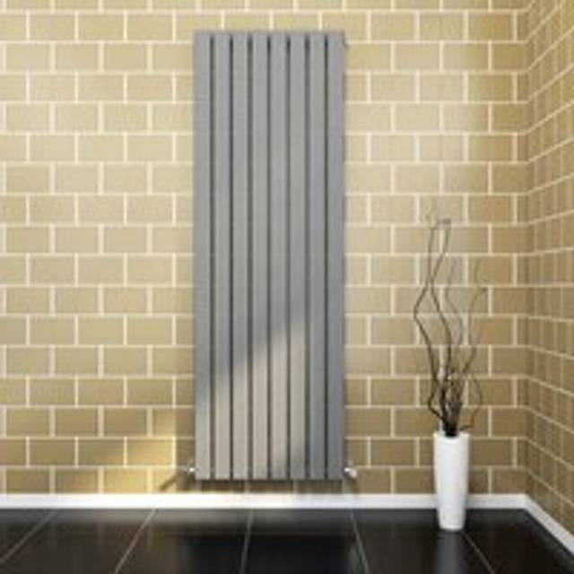 Elegant - 1800x608mm Anthracite Vertical Radiator Single Flat Panel Designer Radiator Central Heating with Chrome Thermostatic Radiator Valves