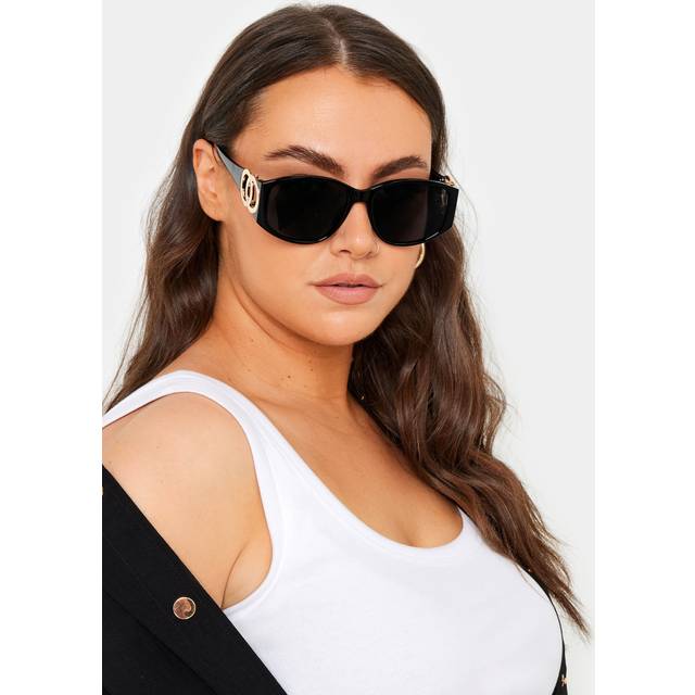 Black Circle Arm Detail Sunglasses - One Size