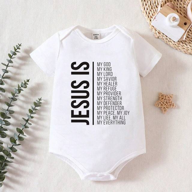 SHEIN Newborn Baby Boy Casual Basic Fun Letter Pattern Bodysuit