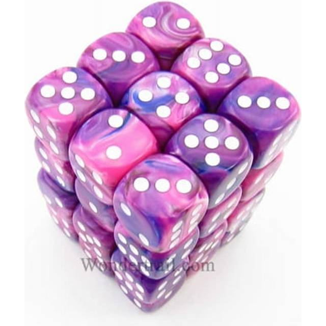 Chessex Dice d6 Sets: Festive Violet with White - 12mm Six Sided Die (36) Block of Dice