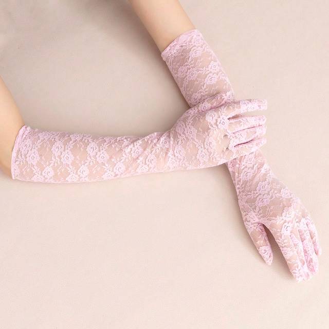 SHEIN 1pc Women&#39;s Rose Flower Lace Evening Dress Long Sleeve Cover Up Halloween Accessories Winter Gloves Valentine&#39;s Day