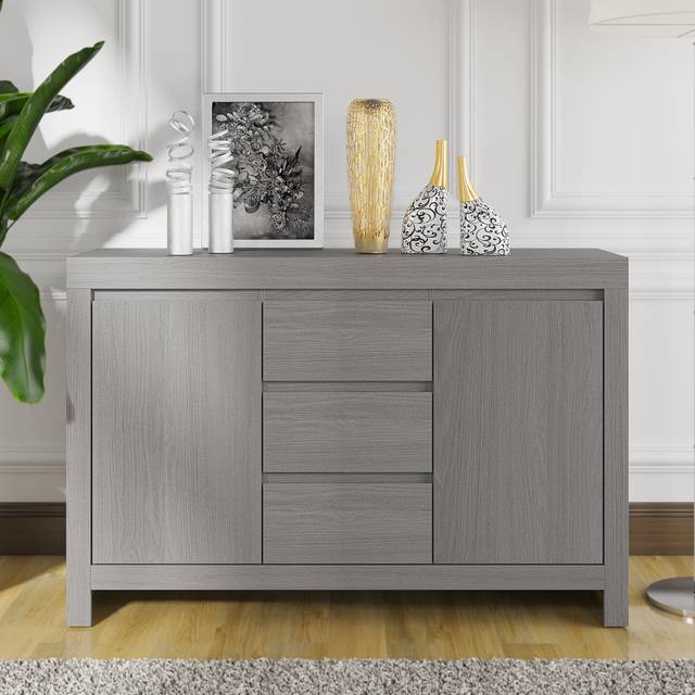 Ellani Cubbot Wide 2 Door 3 Drawer Sideboard - Cool Grey (76.1cm H X 116cm W X 35.3cm D)
