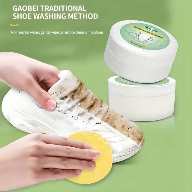 SHEIN 1 Box White Shoe Cleaning Cream With Sponge, Multi-Functional Stain Remover For Sports Shoes, Sneakers And White Shoes