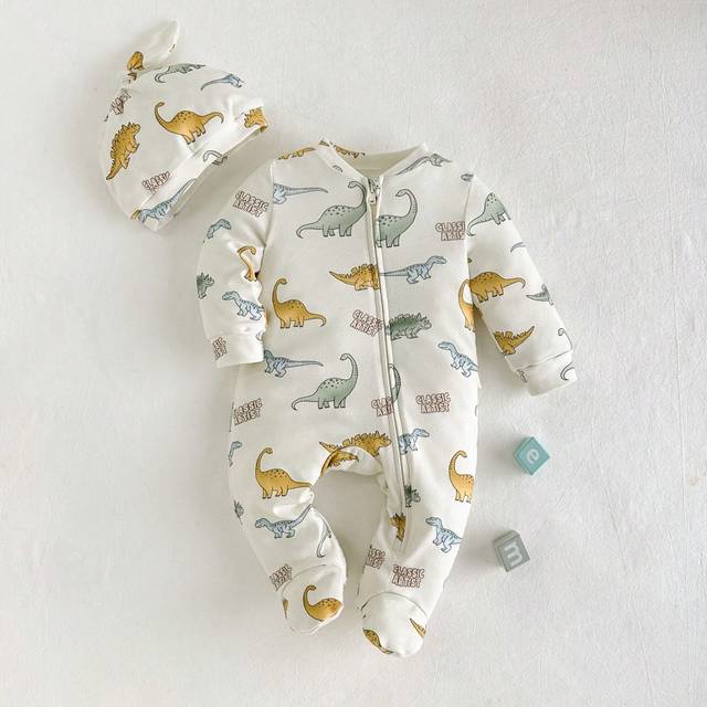 Cozy Pixies Newborn Baby Boy Cartoon Dinosaur Pattern Knitted Soft Round Neck Short Sleeve Top And Shorts Set