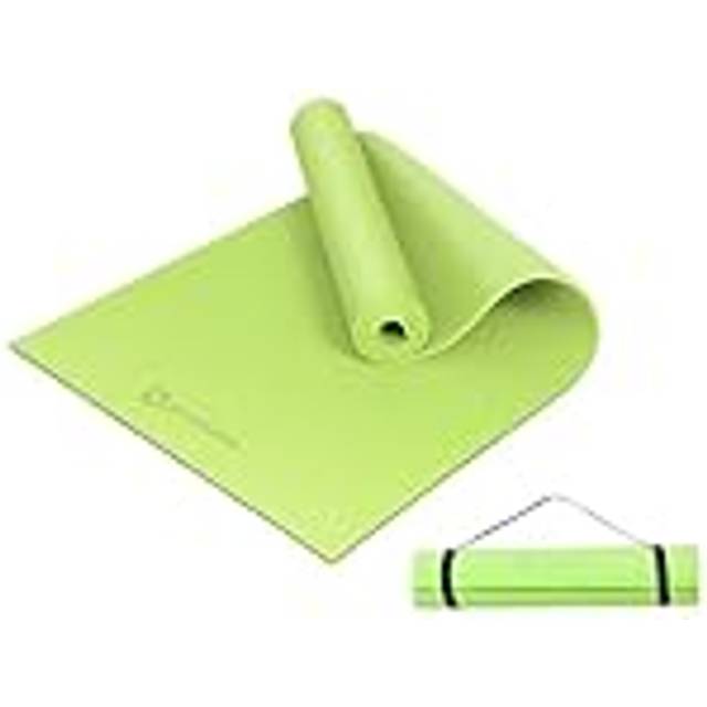 Primasole Yoga Mat with Carry Strap for Yoga Pilates Fitness and Floor Workout at Home and Gym 1/4 thick (Lime Green Color) PSS91NH004A