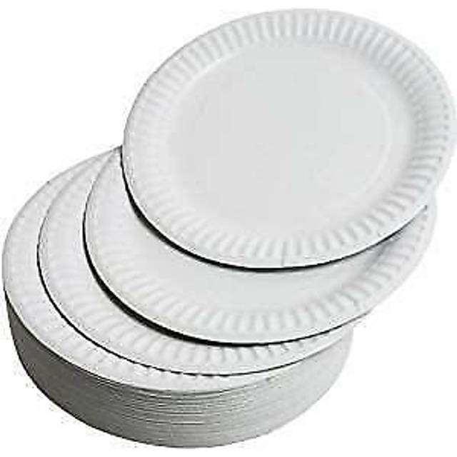 100pk 7" 18cm dia paper plates white disposable paper plates disposable