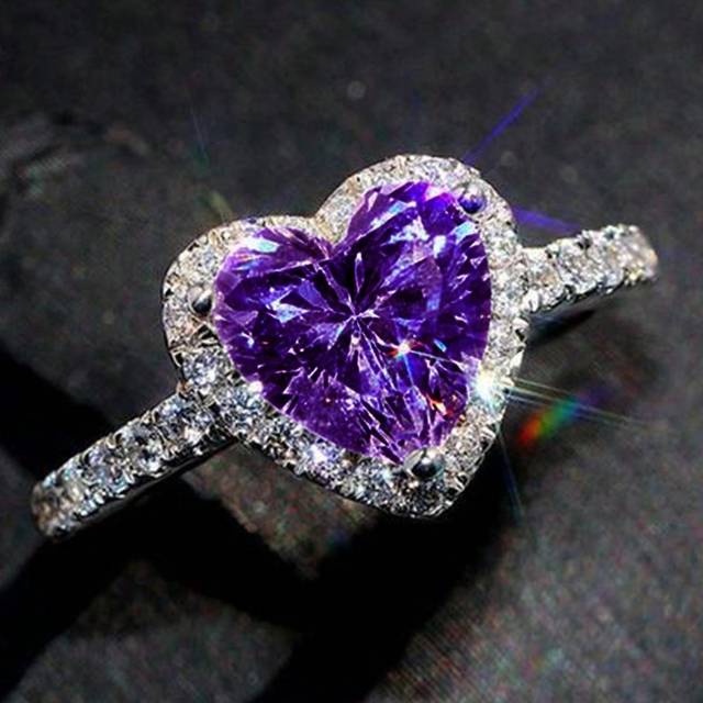 SHEIN 1 PC Romantic Heart Cubic Zirconia Ring For Women For Valentine&#39;s Day Gift Wedding Engagement Anniversary Party Jewelry Valentines