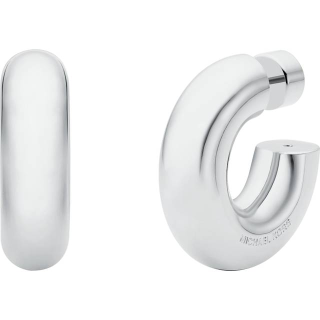 MK Small Precious Metal-Plated Brass Hoop Earrings - Silver - Michael Kors - ONE SIZE