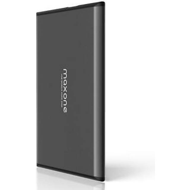 Maxone Bärbar extern hårddisk 500 GB 2,5 tum HDD – USB 3.0 Ultra Slim Aluminium HDD Backup för PC/stationär/laptop/TV/Mac/MacBook/XBox/PS4/Chromebook/Windows – träkol
