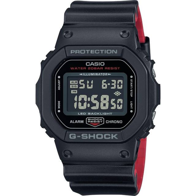 Casio G-Shock Core Black & Red Rubber Display Watch DW-5600UHR-1ER