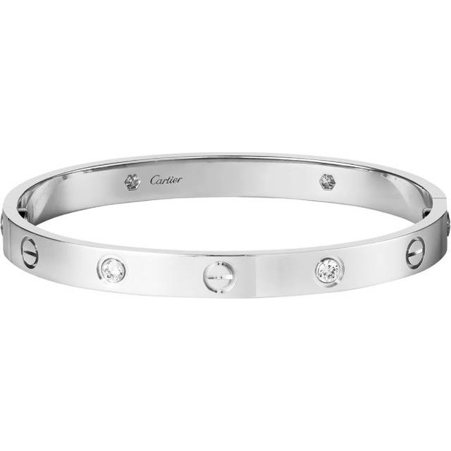 Cartier Love Classic White Gold 4-Diamond Bracelet - 15