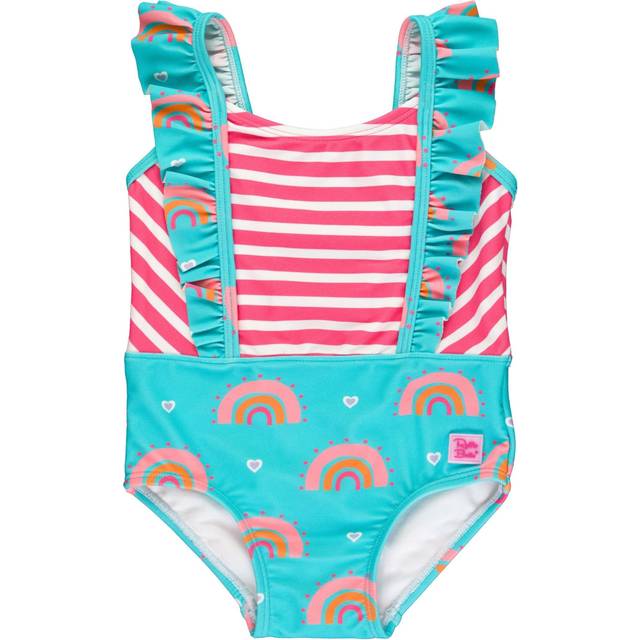 RuffleButts UPF50+ Catching Rainbows Pinafore One Piece - 2T