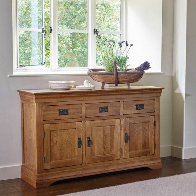 Rustic Solid Oak Sideboards - Large Sideboard - French Farmhouse Range - Oak Furnitureland
