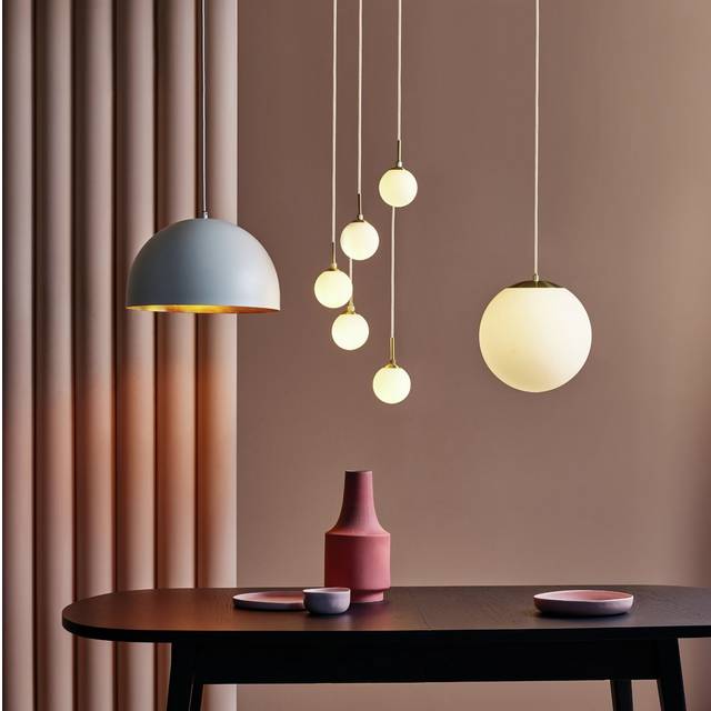 Habitat Boyd Glass & Metal Pendant Light - Brass