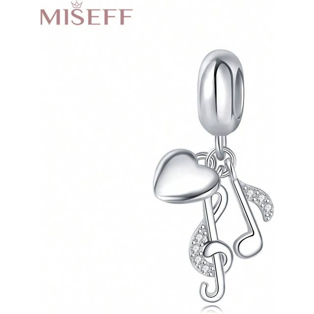 MISEFF MISEFF New 1pc 925 Sterling Silver Pendant Great Love Of  Music Creative DIY Charms Jewelry Making Gifts For Women Girl