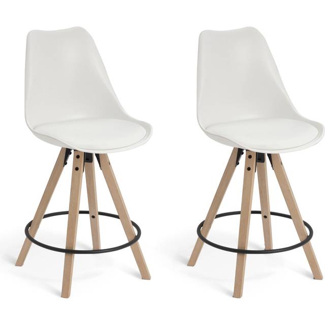 Habitat Jerry Pair of Counter Bar Stools - White