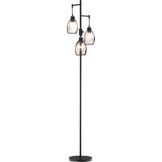 HOMCOM Industrial Floor Lights with Metal lampshades, 3-Light Floor Standing Lamp for Living Room, Bedroom, Dinging Room, Study, Black Aosom UK